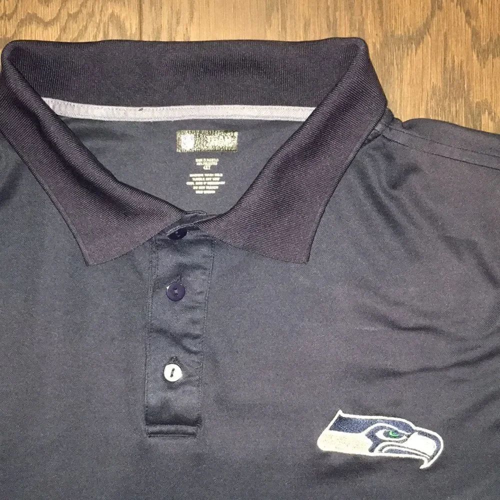 Blue Gray Seattle Seahawks Big Man Polo Golf Shirt 4XT Tall Men’s Poly NFL Model
